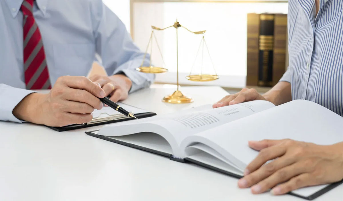 Two lawyers working on a case